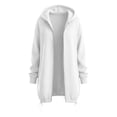 thumbnail image 5 of Thousandth Women's Loose Fit Zip Up Hooded Coat Casual Mid Length Oversized Long Sleeve Sweatshirt Fall Winter Warm Jacket, 5 of 8