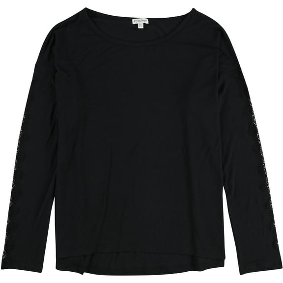 P.J. Salvage Womens Lace Cut-Out Sleeves Pajama Sleep T-shirt, Black, Medium