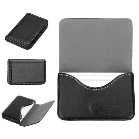 Square Pocket Leather Name Business Card ID Card Credit Card Holder Case