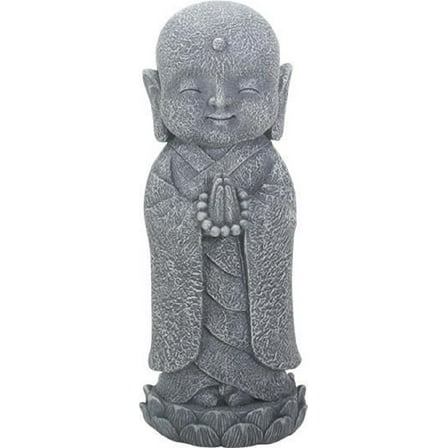 Standing Jizo Monk on Lotus Figurine Buddhism Ksitigarbha Japanese Bodhisattva