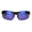 Black Blue Mirror, variant on Mens Minimal Baseball Half Rim Warp Around Sport Plastic Sunglasses All Black
