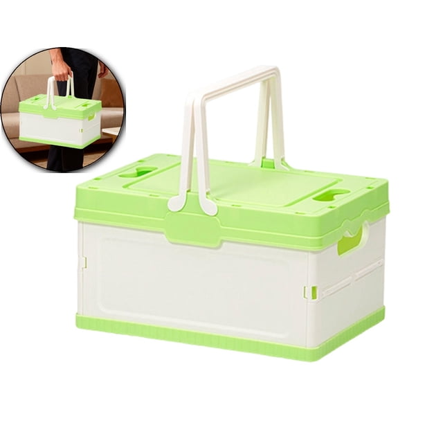 Plastic Storage Bin with Lid Small Foldable Plastic Basket Storage Basket for Kitchen Office Bedroom Desktop Home Decor