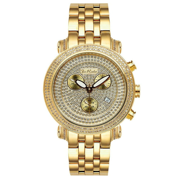 Yellow Joe Rodeo Mens Diamond Watch Genuine Diamonds 3.5 ctw 44.5 mm size case Model Classic Style JCL65 Walmart