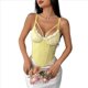 thumbnail image 2 of Corsé con Cuello en V, Tirantes Ajustables y Ribete de Encaje con Volantes para Mujer Top Corto Moldeador Amarillo S, 2 of 10