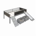 thumbnail image 2 of Twin size Loft Bed Wood Bed with Two Storage Boxes - Gray, 2 of 10