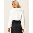 thumbnail image 4 of Chaqueta recortada esponjosa Allegra K de piel sintética elegante para mujer Blanco M, 4 of 4