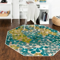 Unique Loom Azalea Collection Area Rug - Encore (5' 3" Octagon Blue/Light Brown)