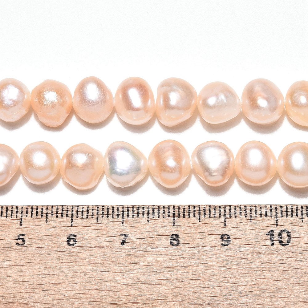 2 strand Natural Cultured Freshwater Pearl Beads Strands Two Sides Polished PeachPuff 7~10x7~11x5~8mm Hole: 0.6mm 40~42pcs/strand 13.58~14.17 inch(34.5~36cm)