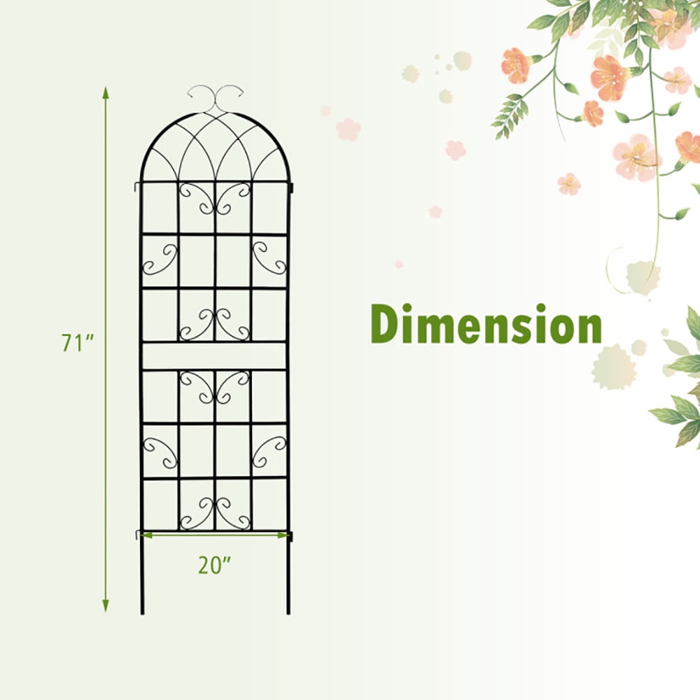 Topcobe 71 x 20 Inch Metal Garden Trellis for Climbing Plants, Flowers Stands Vegetables Patio Metal Lattices Grid Panels for Ivy Cucumbers, Set of 2, Green