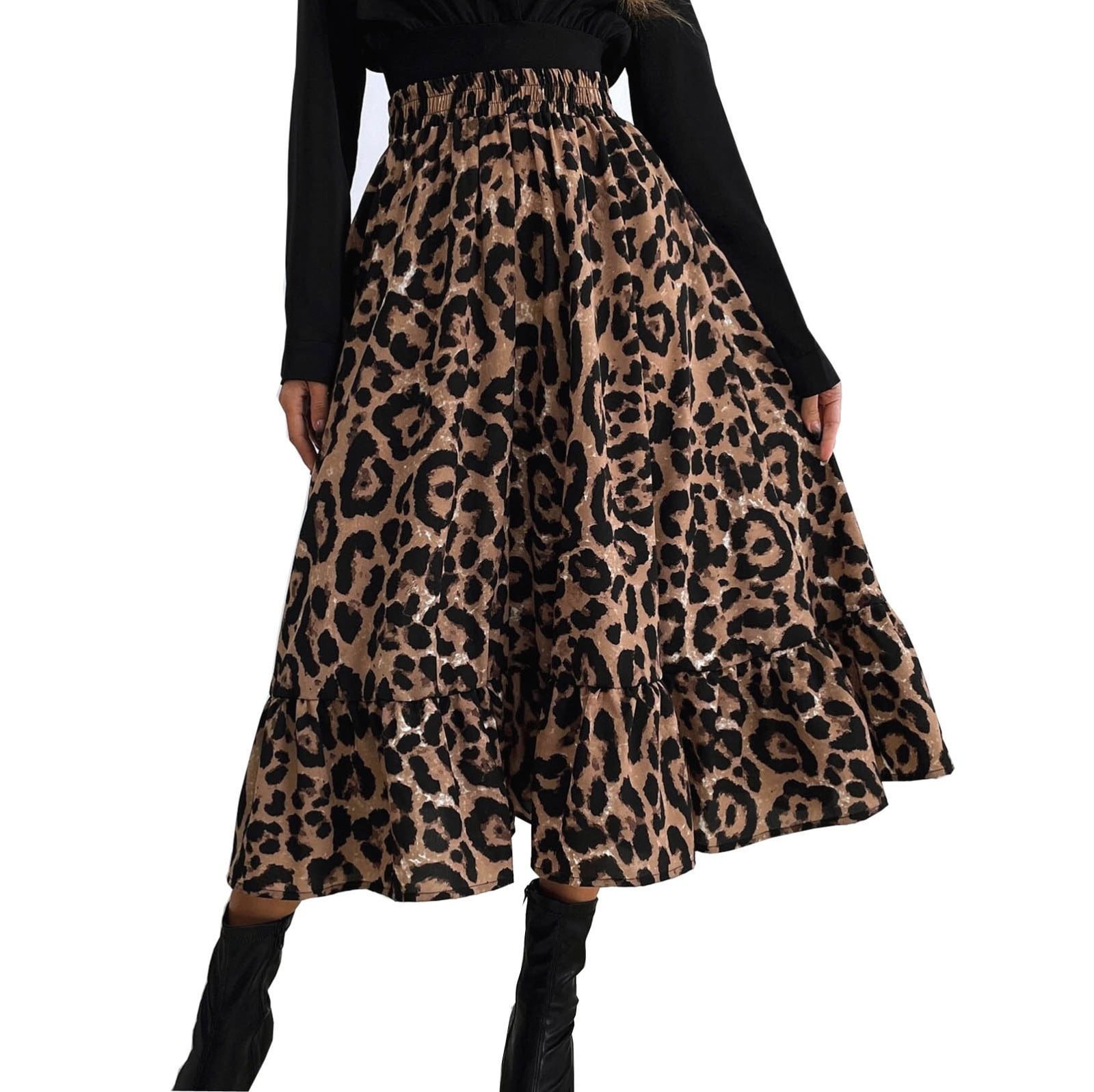 Clearance Sale Skirts for Women Printing Leopard Pattern Women s Fashion Mid Long Leopard Print High Waist A line Skirt Skirt Skirt Midi Fit And Flare Y2K Fashion Elegant A Line Swing Hem Skirt Walmar...