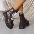 thumbnail image 5 of Women's Leather Lace up Combat Boots Platform Comfortable Lug Sole Chunky Casual Fall Winter Warm Motorcycle Booties a-Coffee Size 8, 5 of 7