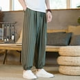 thumbnail image 5 of YLSDY Cropped Pants for Men Big & Tall Elastic Waist Drawstring Striped Harem Pant Yoga Beach Trousers Lightweight with Pocket Army Green XXXL, 5 of 7