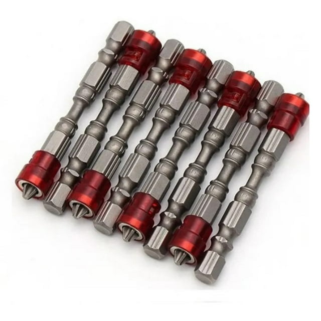 10 puntas de destornillador de 65 mm de largo, con fuerte magnetismo, antideslizantes, de cruz, color rojo