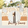 thumbnail image 4 of 2 Pcs Fall Harvest Linen Placemats, Cute Maple Leaf Pumpkin Print Insulated Table Mats for Thanksgiving Party Catering Decorations, 4 of 6