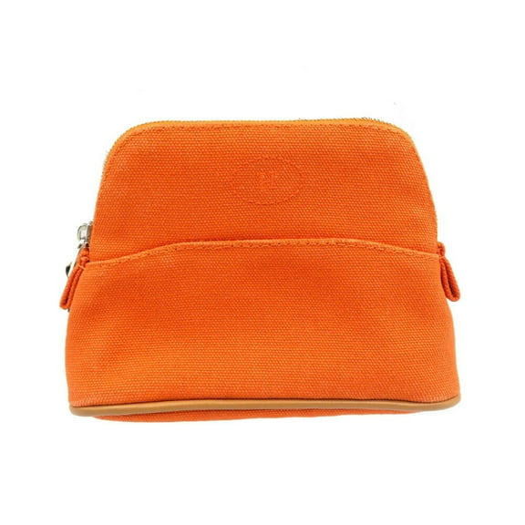 Pre-Owned Hermes Bolide Pouch Cotton Leather Orange 1210HERMES (Good)