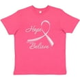 thumbnail image 3 of Inktastic Hope Believe Breast Cancer Ribbon Youth T-Shirt, 3 of 5