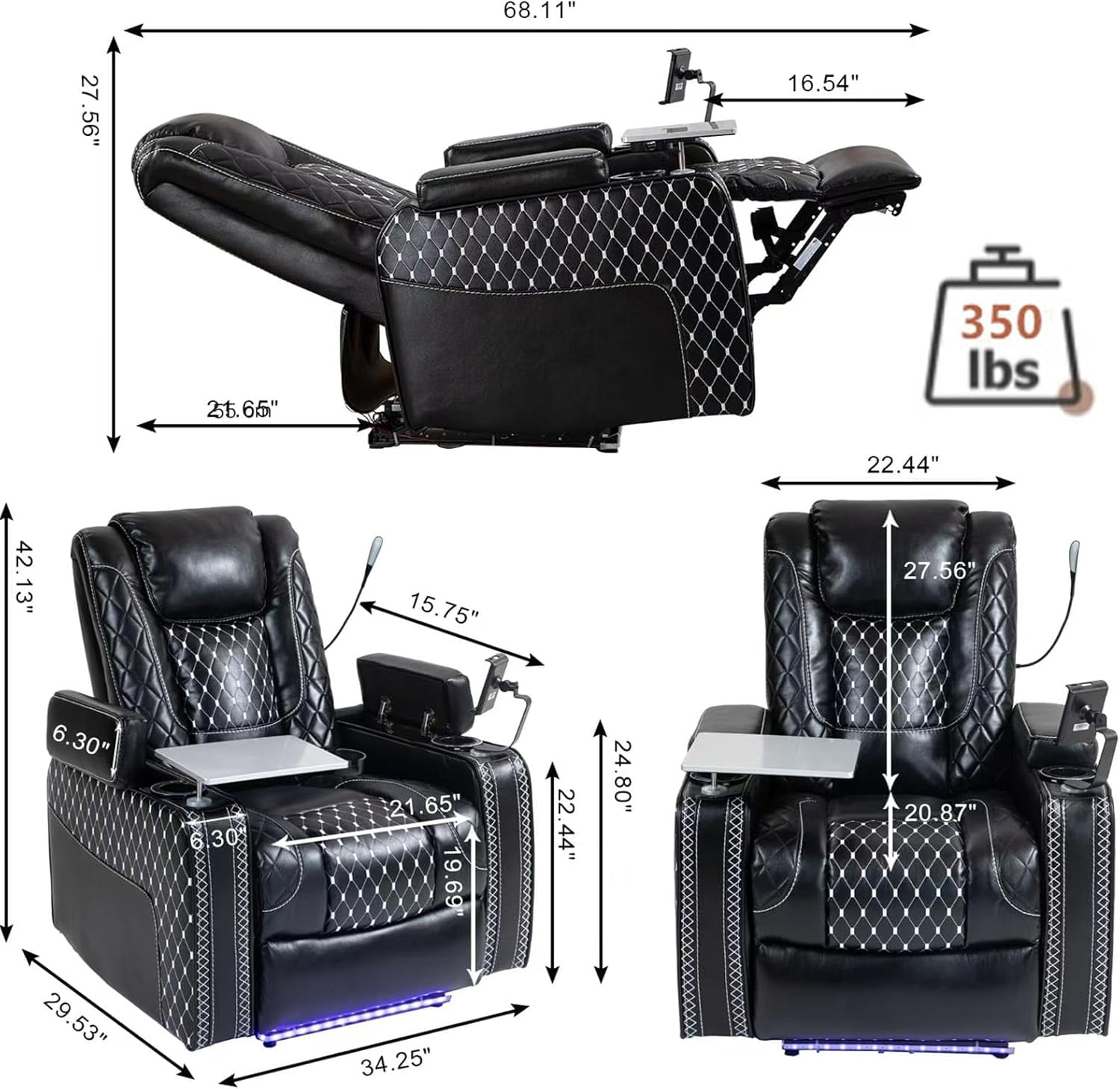 Recliner with Lift Assist for Seniors, Heavy Duty Lay Flat Recliner 180-Degree, Dual Motor Power Stand Up Lift Chair with Massage and Heat, Infinite Position Electric Recliner Chair for Elderly