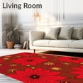 thumbnail image 2 of ODIKA 2'x3' Machine Washable Non-Slip Area Rug, Vintage Poinsettia Bloom Pathway with Golden Stars High Traffic Rug with Pad, Red, 505536, 2 of 8