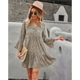 thumbnail image 3 of V Neck Long Sleeve Button Detail Dotted Print Dress for Women, 3 of 3