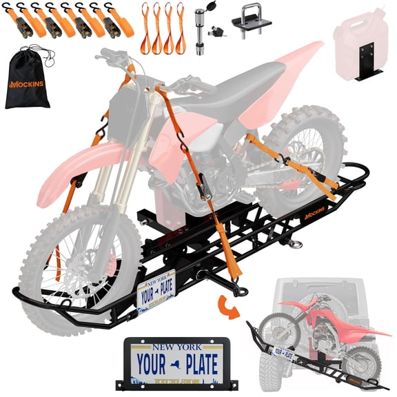 Mockins 500 lbs.Capacity Dirt Bike Trailer Hitch Carrier with Tilting Loading Ramp