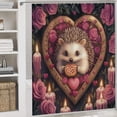 thumbnail image 5 of Hedgehog Chocolates Roses Shower Curtain 4 Piece Sets Shower Curtain Set with Rugs Valentine’s Day Gifts Waterproof Personality Pattern Bath Curtains for Bathtub Decor, 5 of 8