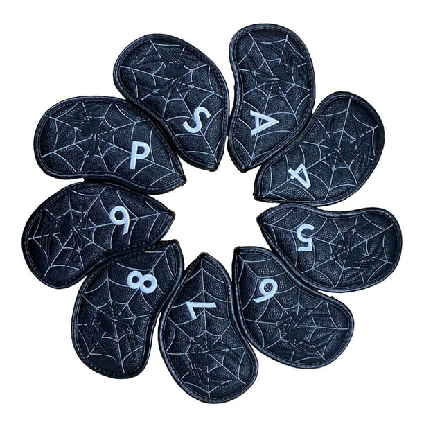 9 Pieces Golf Iron Club Head Covers Set Pattern Golf Wedge Covers Set