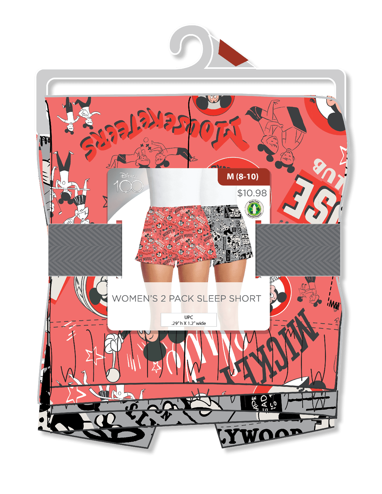 Disney Women's and Women's Plus Mickey Mouse Print Sleep Shorts, 2-Pack, Sizes XS-3X