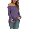 thumbnail image 2 of PPYOUNG Womens Off Shoulder Long Sleeve Blouses Casual Tunic Tops, 2 of 4