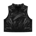 thumbnail image 4 of Alvivi Kids Girls Metallic Sleeveless Turtleneck Tops Gymnastics Workout Tank Vest 8-16 Black 10, 4 of 6
