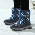 thumbnail image 4 of Chenyee Boys Girls Snow Boots Water-proof Hook and Loop Mid Calf Faux Fleece Linrd Winter Shoes for Kids, 4 of 7