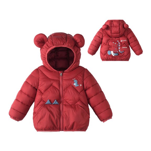 Abcomgle Toddler Puffer Jacket Lightweight Lightweight Puffer Padded Baby Jacket Cute Bear Ears Hooded Boys Winter Coat Winter Warm Infant Outerwear
