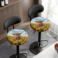 thumbnail image 3 of ZIATUBLE Sunflower Bar Stool Chair Slipcovers Highland Cow Round Bar Stool Covers Set of 2 Piece Dustproof Seat Cover for Vanity Chair Size M Elastic Bar Chair Covers for Home Kitchen, 3 of 6