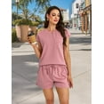 thumbnail image 3 of FOLUNSI Womens Two Piece Sets Casual Cap Sleeve with shorts Lounge Set Vacation Outfits Pajama Sets with Pocket S-XXL, 3 of 8