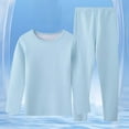 thumbnail image 2 of QUOTAY Boys and Girls Thermal Underwear Set Winter Warm Lined Base Layer Top and Bottom Comfortable Seamless Indoor Outdoor Wear 8-14Y Z02_Blue，8-9 Years, 2 of 6