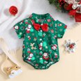 thumbnail image 2 of Ydojg Baby Boys Girls Bodysuit Cute Cartoon Christmas Deer Print Butterfly Lapel Short Sleeve Jumpsuit For And Girls, 2 of 8
