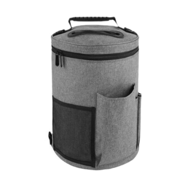 Bolsa de Hombro para Tejer, Bolsa Organizadora para Tejer, Bolso Cilíndrico, Bolsa Portátil para Guardar Hilo, Bolsa de Almacenamiento de Lana para Gu gris