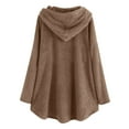 thumbnail image 4 of UAMVSH Fleece Hoodies for Women Plus Size Fuzzy Plush Sweatshirts Warm Winter Comfy Long Sleeve High-Low Sherpa Pullovers(4X-Large,Khaki), 4 of 5