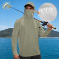 thumbnail image 2 of Bulopur Men’s Long Sleeve Fishing Hoodie with Face Cover, UV Protection Quick Dry Shirt in Solid Green for Camping, Lake Trips and Outdoor Activities, 2 of 8