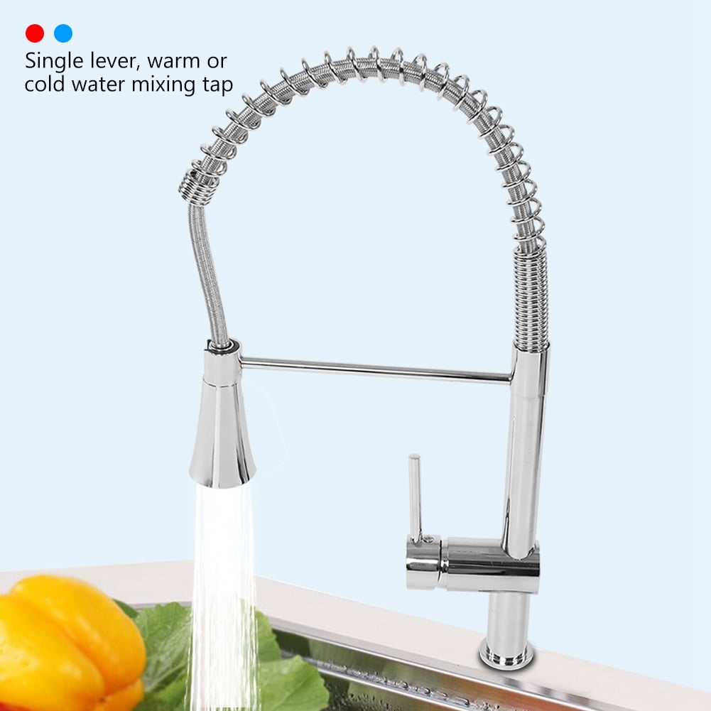 Bath Kitchen Sink Mixer Taps Pull-Out Single Lever Spray Mono Tap Hot+Cold Hoses