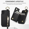 thumbnail image 6 of Allytech Wallet Case for iPhone XR, Card Holder & Zipper Pocket, Finger Grip Ring, Screen & Camera Protection, Luxury PU Leather Kickstand Double Buttons Flip Shockproof Case - Black, 6 of 7