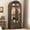 Brown Glass, variant on 71"H Arched Armoire Wardrobe Closet for Bedroom w/ Glass Door & LED Sensor Light, Wooden Wardrobe Closet Clothing Storage Cabinet w/1 Drawer & Hanging Rod