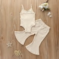 thumbnail image 3 of Odeerbi Clearance Baby Girls Boys Clothes Baby Outfits Shirts Sets Toddler Cotton Solid Color Sling Vest Wide Leg Pants Two-piece Suit, 3 of 9
