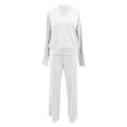 thumbnail image 4 of Fiaer,2 Piece Sets for Women Oversized Loungewear Set Fall Trendy Long Sleeve V Neck Sweatshirt Wide Leg Pants Matching Sweatsuit Set White XXXXL, 4 of 4
