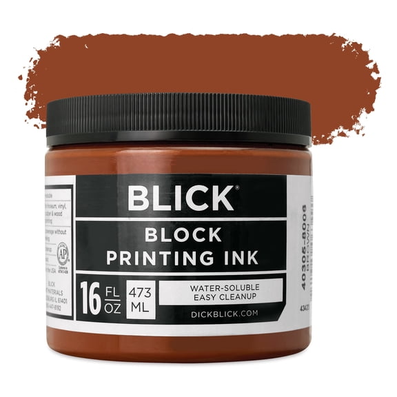 Blick Water-Soluble Block Printing Ink - Brown, 16 oz Jar