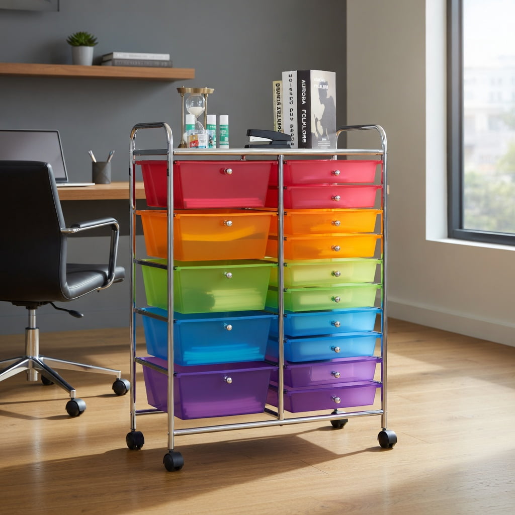 Yardi Yard 15 Drawers Rolling Storage Cart Organizer, Storage Cart, Multipurpose Organizer Cart for Home, Office, School