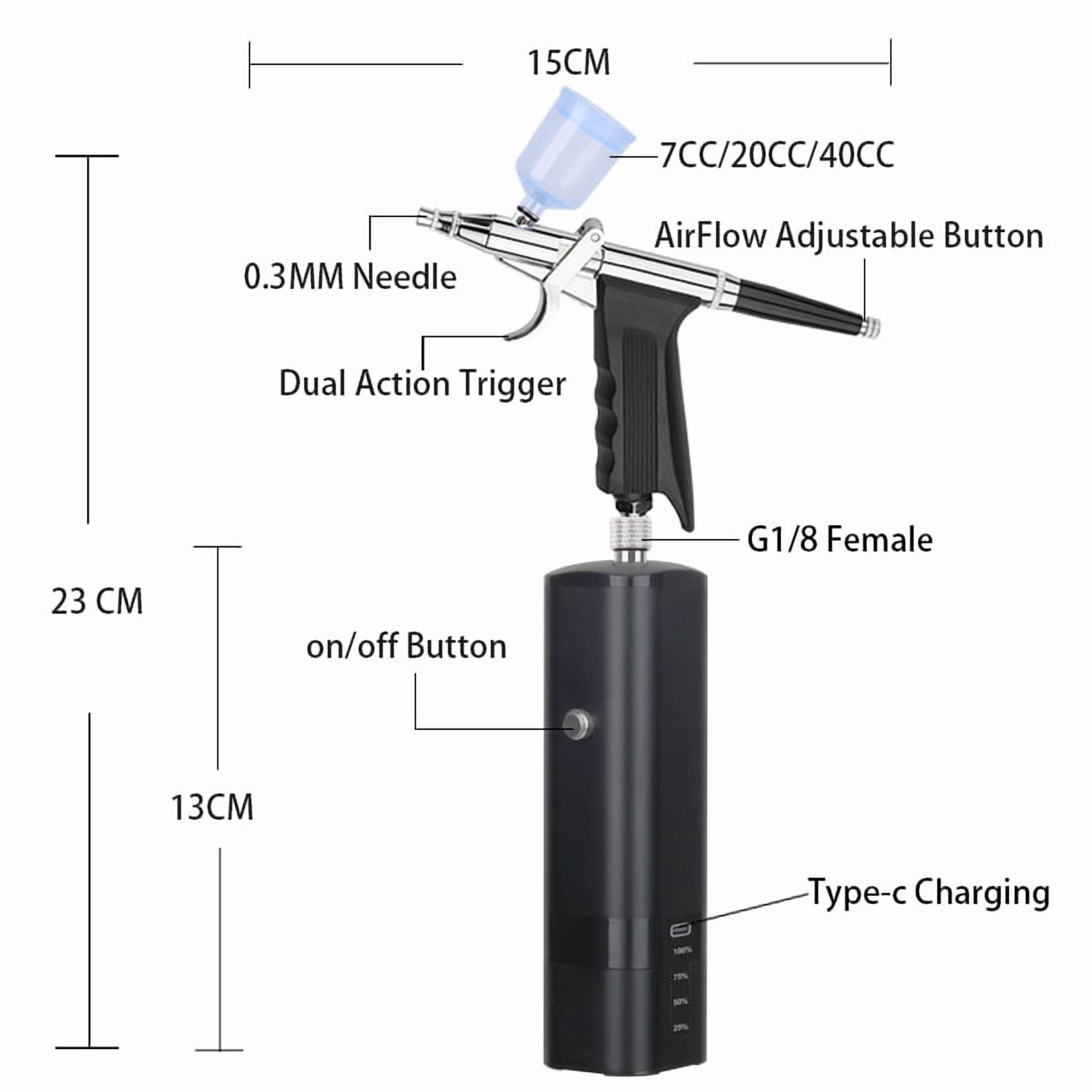 High Pressure Airbrush Kit, Rechargeable Cordless Airbrush Compressor, Dual-Action Handheld Airbrush Gun, Mini Airbrush Set Portable Air Brush for Barber, Nail Art, Makeup, Model Painting