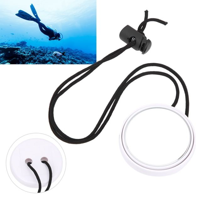 Glass Convex Lens Clear Vision Diving Adjustable Rearview Mirror, 360 Degree Adjustable Diving Rearview Mirror, for 35cm/13.8In Buckle Lanyard Side Hanging Black,White