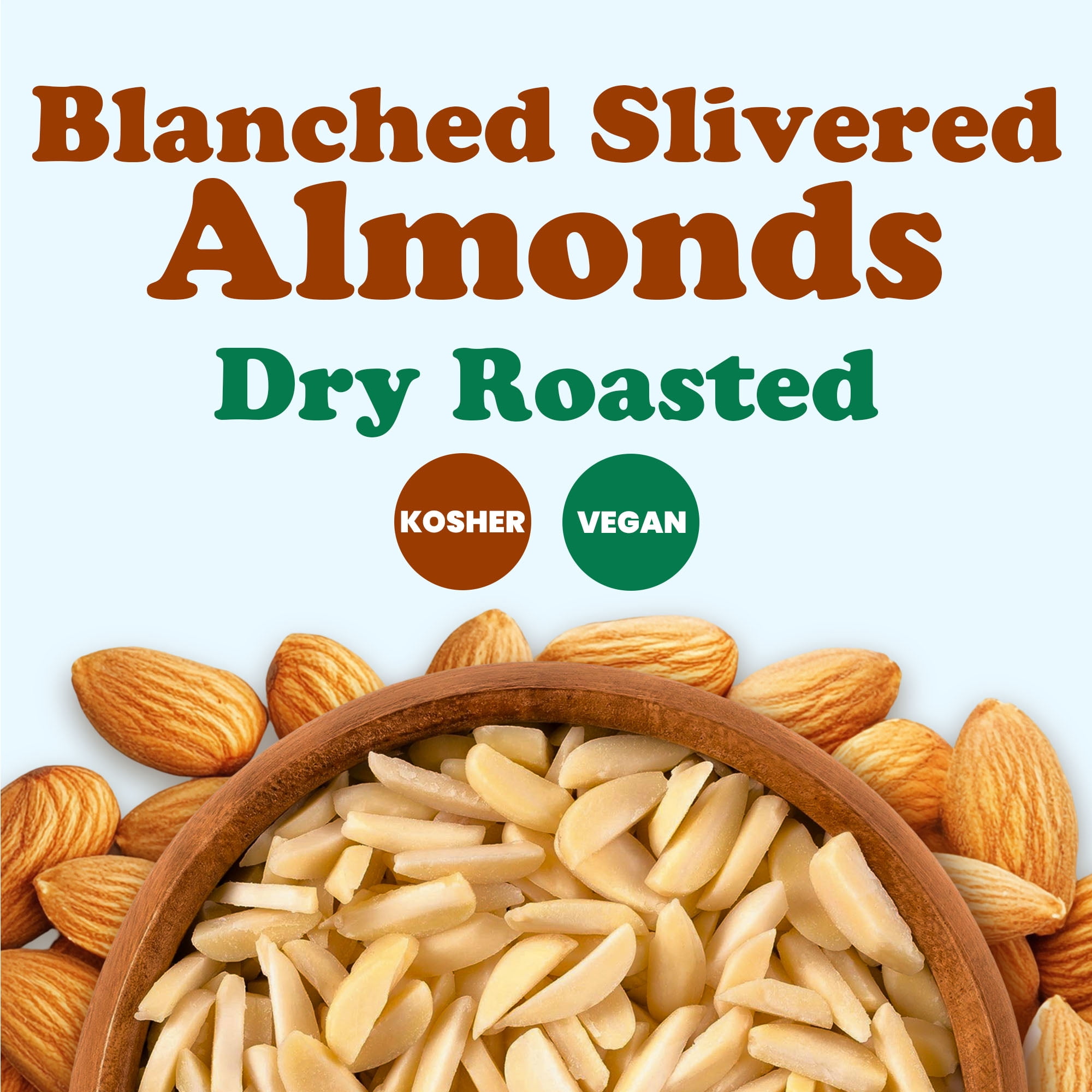 Dry Roasted Blanched Slivered Almonds with Himalayan Salt, 2 Pounds – Oven Toasted, Lightly Salted, No Oil Added, Perfect for Cooking, Baking and Snacking, Vegan, Kosher, Bulk - by Food to Live