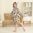 thumbnail image 2 of FORMRS Niños Bathrobe Unisex Hooded Robe Soft Plush Pajamas Sleepwear, Size 10-12T, Brown Flowers, 2 of 7