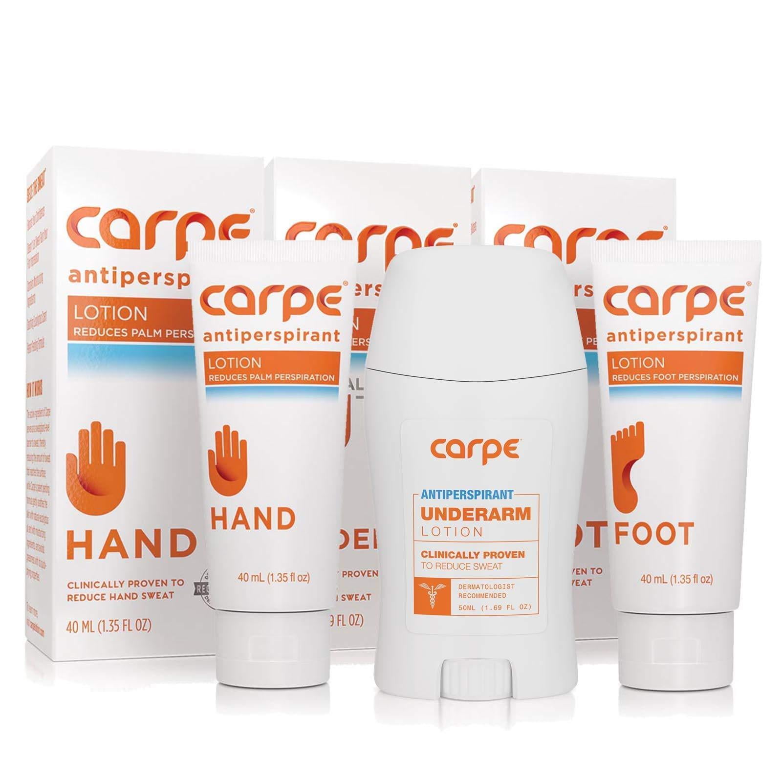 Carpe Antiperspirant Underarm, Hand & Foot Package Deal Save 25